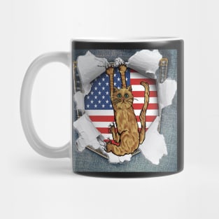 Funny Cat American Flag Cat Lover Gifts Mug